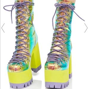 Dolls kill cosmic matter iridescent platform boots